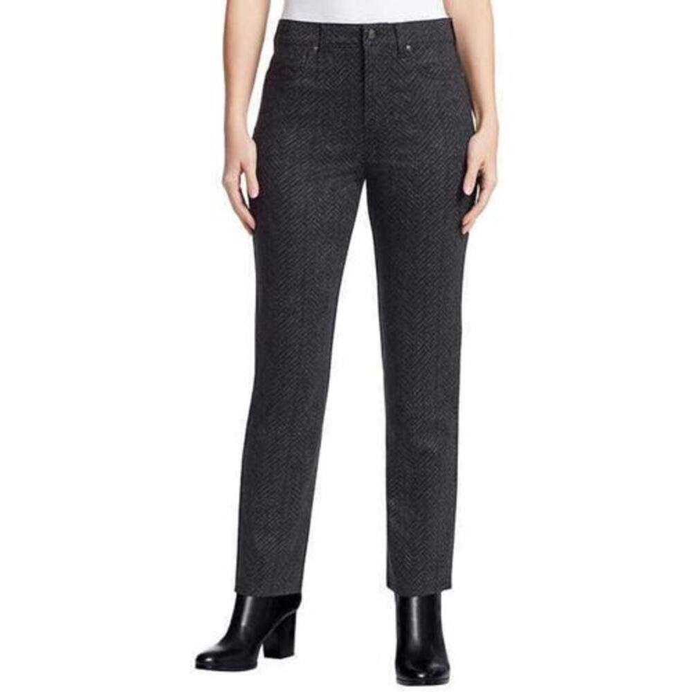 Gloria Vanderbilt Amanda Slim Black Gray Zig Zag Print Tapered Leg Pants Plus 10